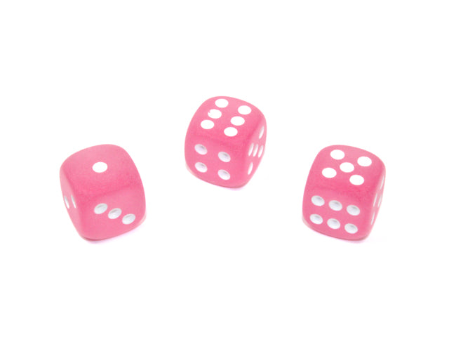 Chessex: D6 Frosted  - 12mm - Pink w/White