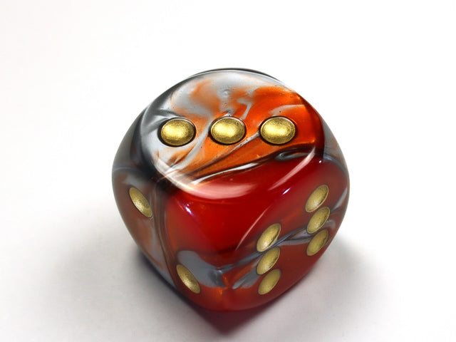 CHESSEX: D6 Gemini - 12mm - Orange - Steel w/ Gold