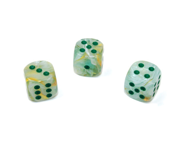 Chessex: D6 Marble - 12mm - Green/Dk Green