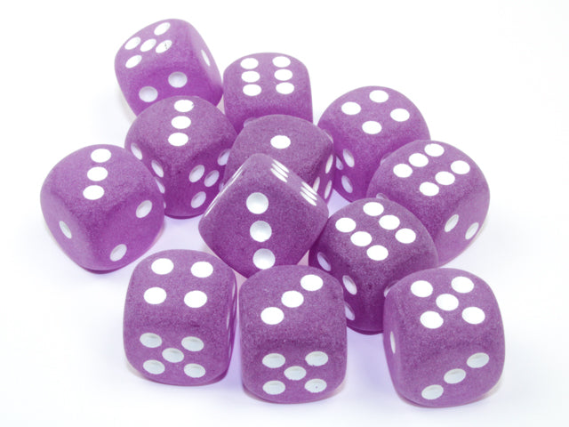 Chessex: D6 Frosted  - 12mm - Purple w/ White