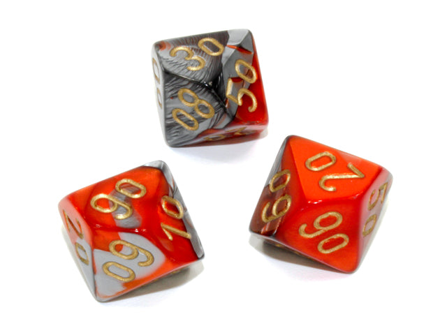 CHESSEX: D10 Gemini - Orange - Steel w/ Gold