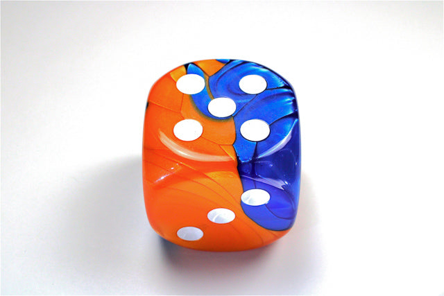 CHESSEX: D6 Gemini - 12mm - Blue - Orange w/ White