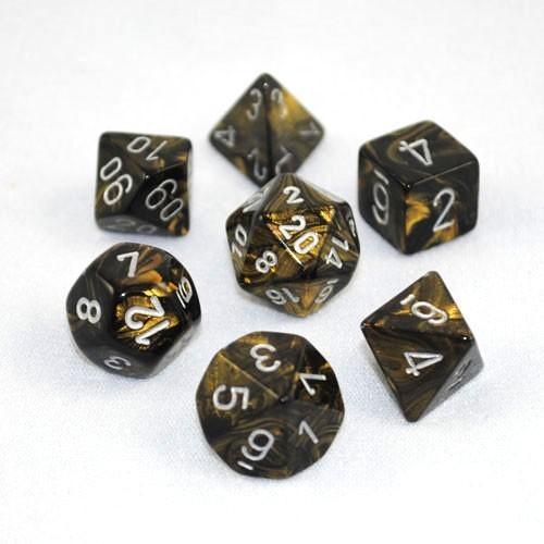 CHESSEX: D10 Gemini - Black - Gold w/ Silver