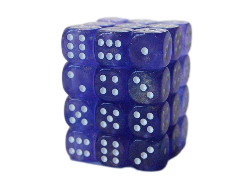 Chessex: D6 Borealis  - 12mm - Purple w/White
