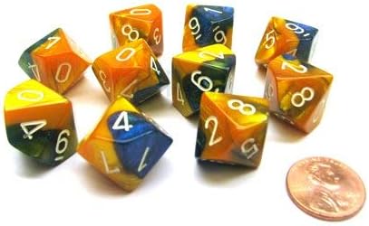 CHESSEX: D10 Gemini - Masquerade - Yellow w/ White