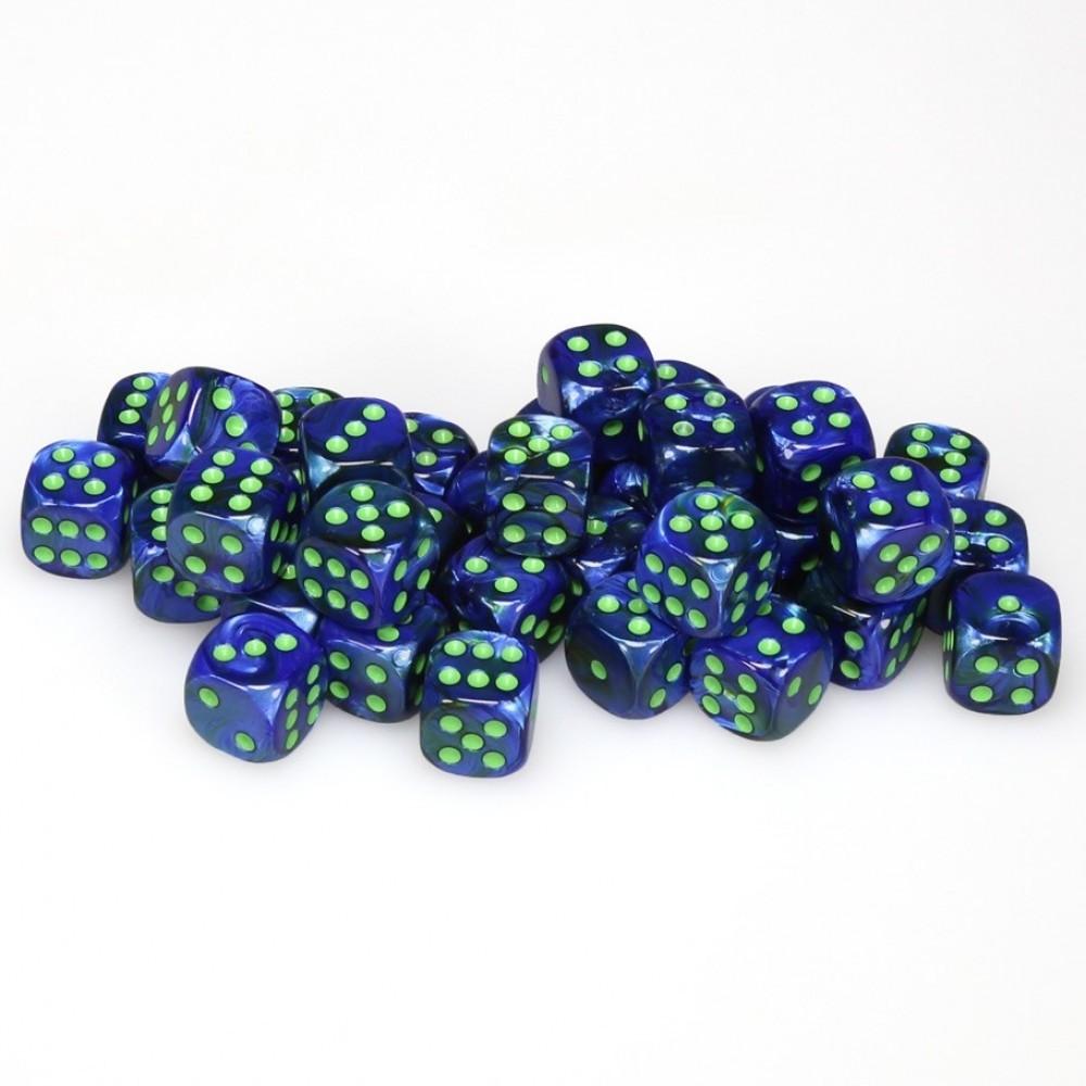 Chessex: D6 Lustrous  - 12mm - Lustrous Dark Blue w/ Green