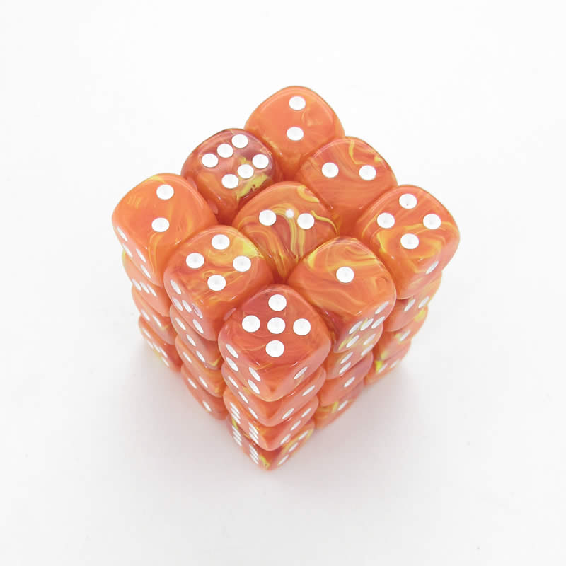Chessex: D6 Vortex  - 12mm - Solar/White