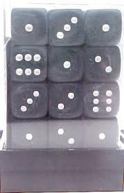 Chessex: D6 Frosted  - 12mm - Smoke w/ White