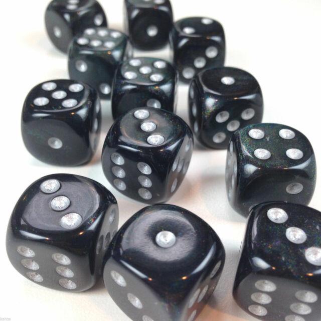 Chessex: D6 Borealis  - 12mm - Smoke w/ Silver