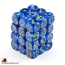 Chessex: D6 Vortex  - 12mm - Blue/gold