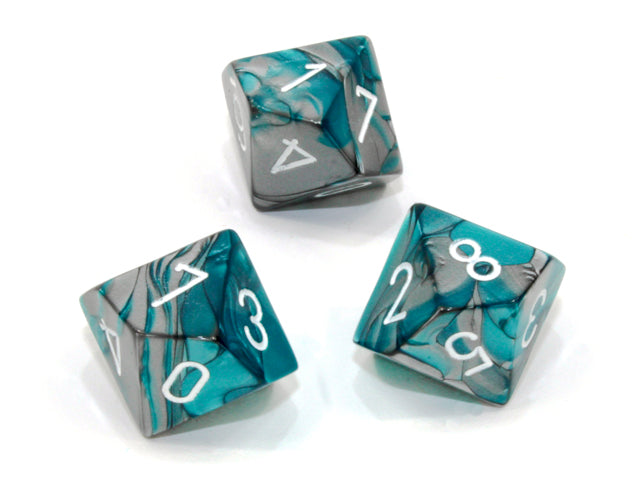 CHESSEX: D10 Gemini - Steel - Teal w/ White