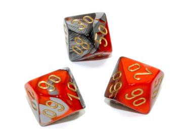 CHESSEX: D10 Gemini - Orange - Steel w/ Gold