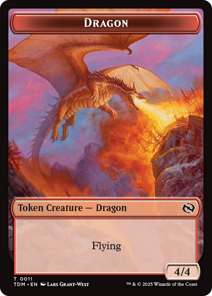Dragon (0011) // Warrior Double-Sided Token [Tarkir: Dragonstorm Tokens]