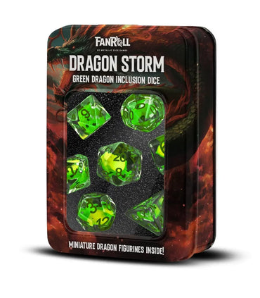 Dragon Storm Inclusion Resin Dice Set: Green Dragon