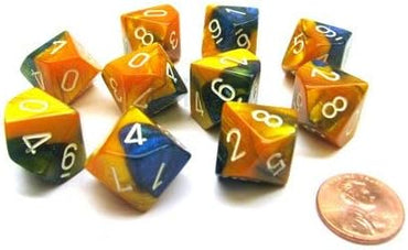 CHESSEX: D10 Gemini - Masquerade - Yellow w/ White