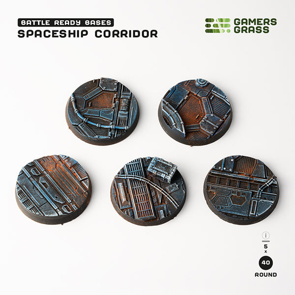 Battle Ready Bases: Spaceship Corridor- Round 40mm (x5)- Round 40mm (x5)