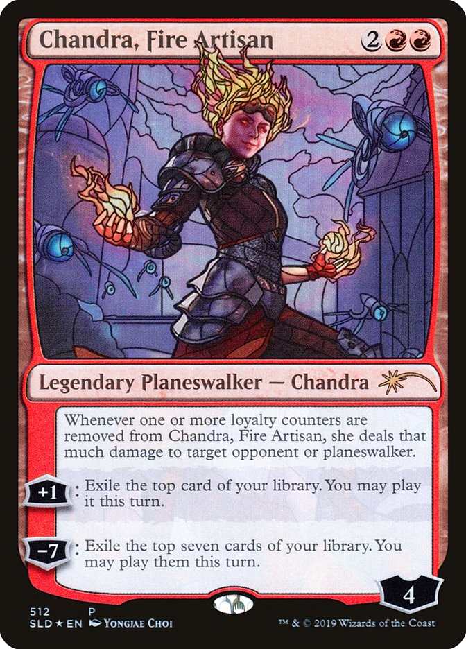 mtg all chandra cards Chandra, Fire Artisan (Stained Glass) [Secret Lair Drop Promos]