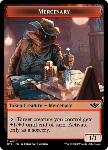 Mercenary // Human Rogue Double-Sided Token [Outlaws of Thunder Junction Tokens]