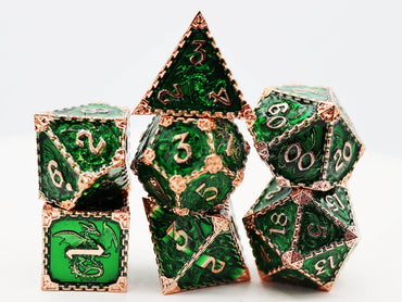 Chained Dragon: Forest - Metal RPG Dice Set