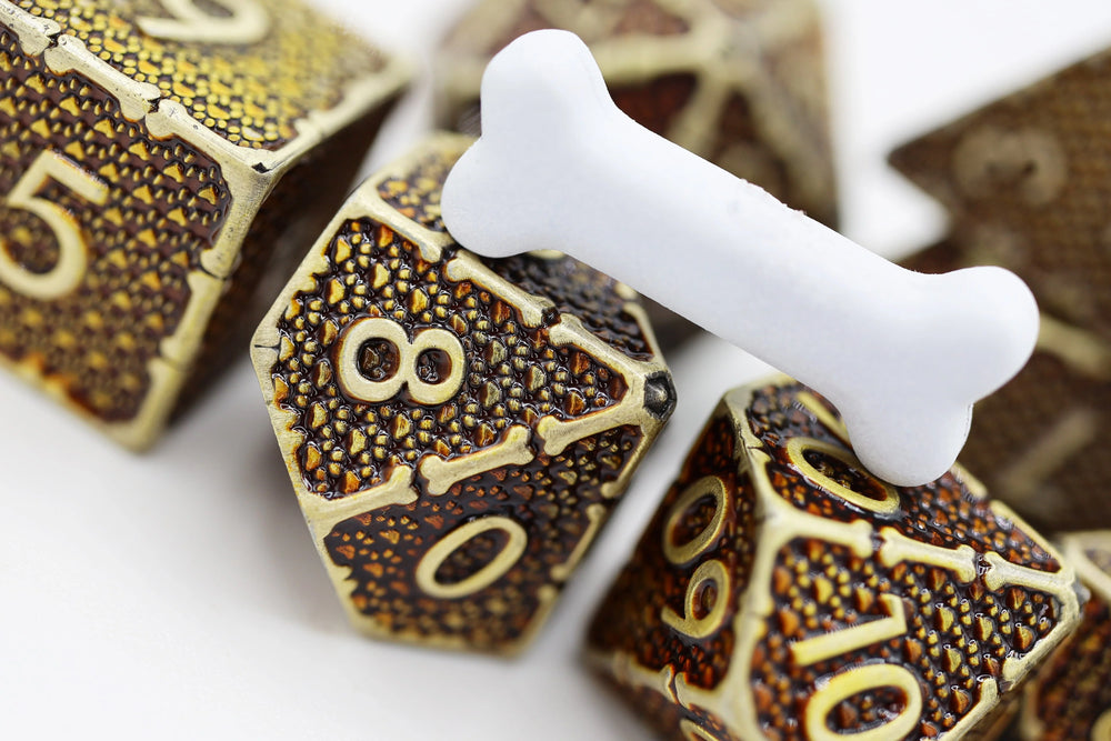 Muddy Paw Prints Metal RPG Dice Set