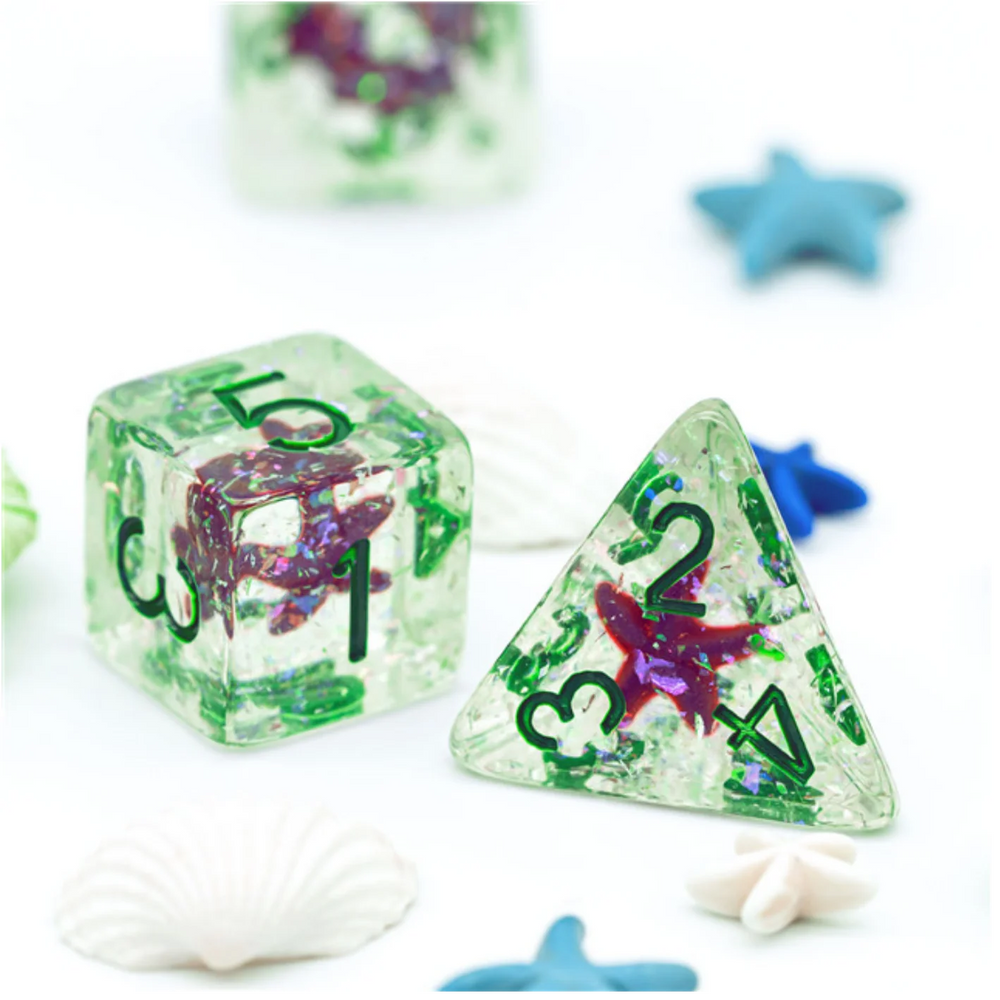 OCEAN SPARKLE STARFISH RPG DICE SET
