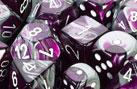 CHESSEX: D10 Gemini - Purple - Steel w/White