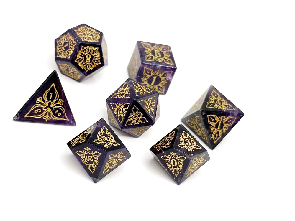 Feyweave - Amethyst - 7  Piece RPG Set Gemstone Dice