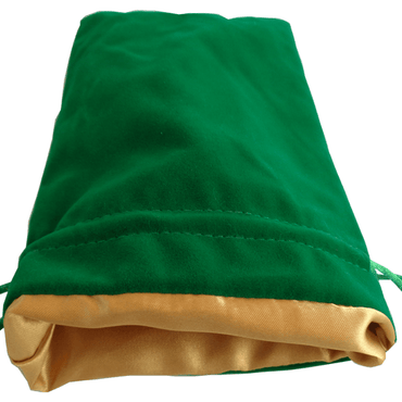 Velvet Dice Bag With Satin Liner 6"x8" - Green/Gold