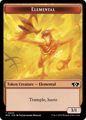 Elemental (2) // Teferi Akosa of Zhalfir Emblem Double-Sided Token [March of the Machine Tokens]
