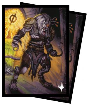 Dominaria United 100ct Sleeves V4 featuring Borderless Planeswalker - Ajani, Sleeper Agent for Magic: The Gathering