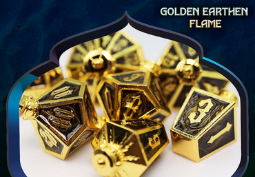 Full Lantern set of Dice  - Golden Earthen Flame