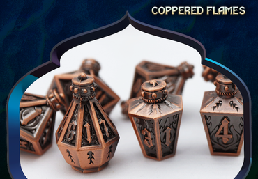 Full Lantern set of Dice  - Coppered Flames