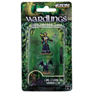Painted Minis: Wardlings: W01: Girl Cleric & Winged Cat