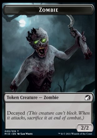 Zombie (005) // Elemental Double-sided Token [Innistrad: Midnight Hunt Tokens]