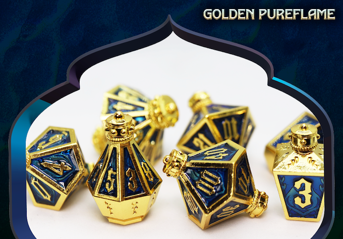 Full Lantern set of Dice  - Golden Pureflame