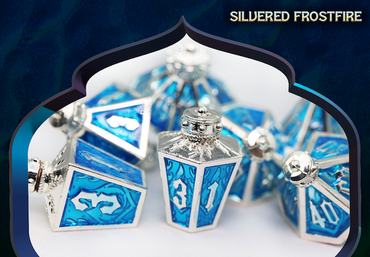 Full Lantern set of Dice  - Silvered Frostfire
