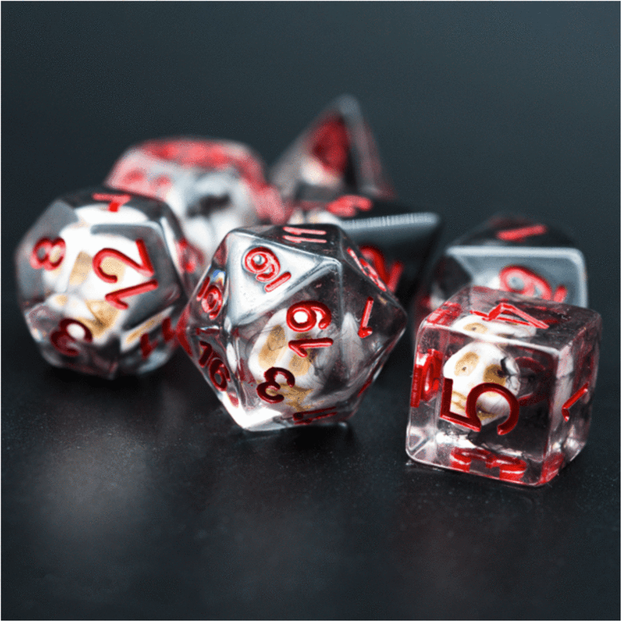BLACK SMOKE SKULL RPG DICE SET