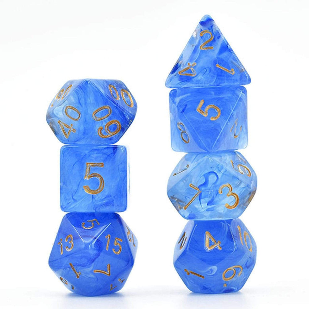 Blue Silk Translucent Dice RPG Dice Set