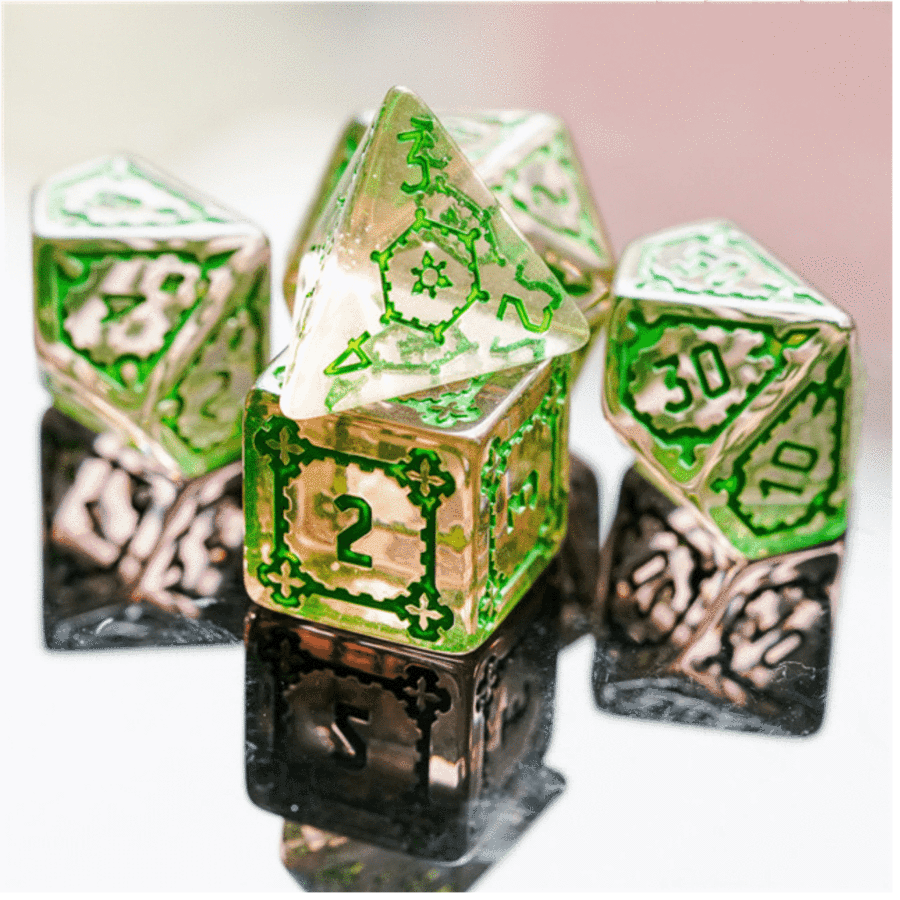 HUGE FLUORITE CASTLE DICE SET - 25MM