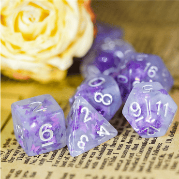 Lavender Butterfly RPG Dice  Set