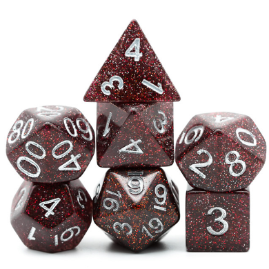 Oxblood Glitter RPG Dice Set