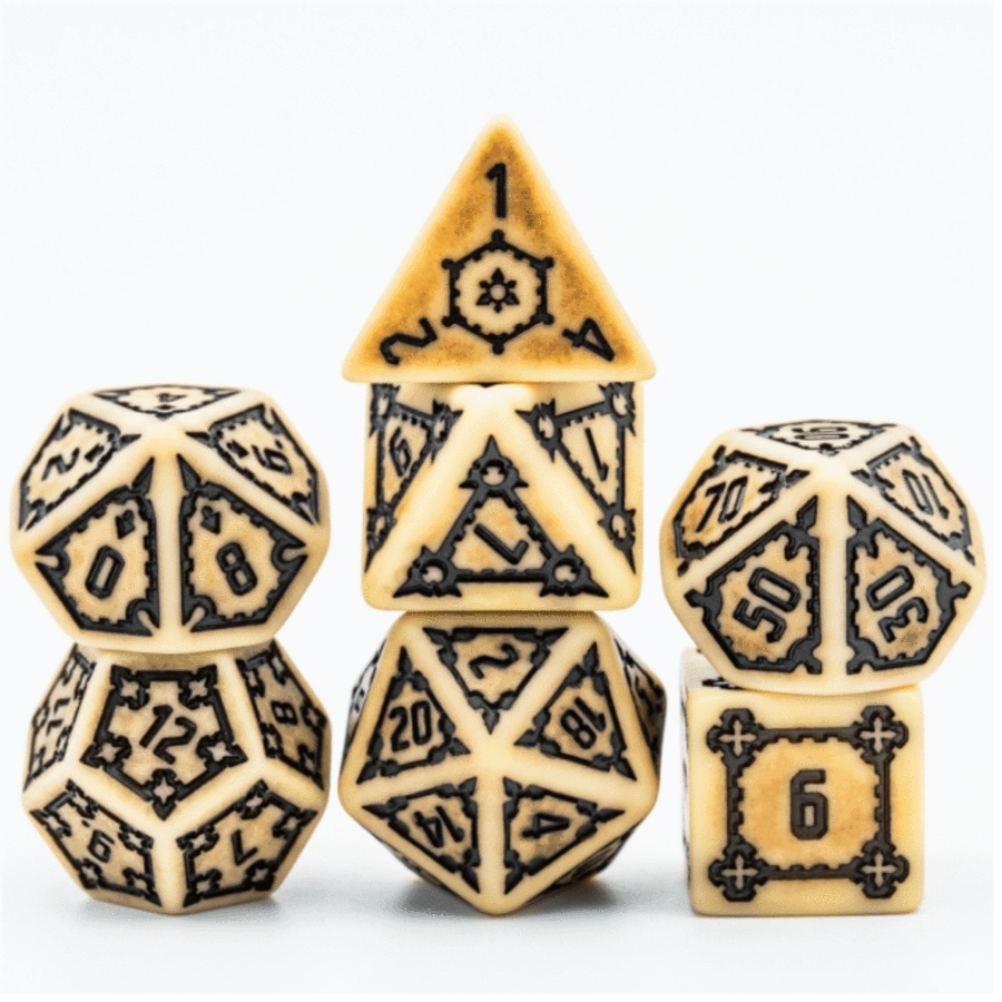 HUGE PARCHMENT CASTLE DICE SET - 25MM