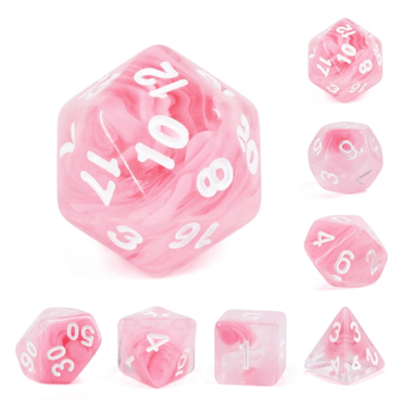 Pink Rose RPG Dice Set