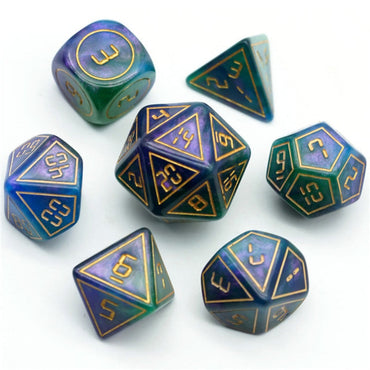 Cybernated Purple & Green RPG Dice Set - Xlarge