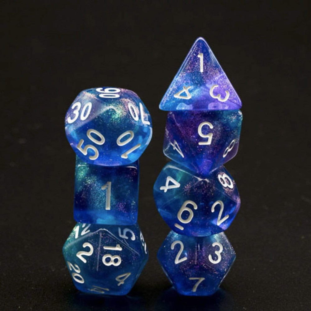 Purple & Blue Glitter RPG Dice Set