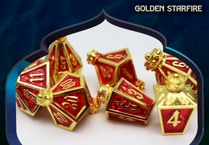 Full Lantern set of Dice  - Golden Starfire