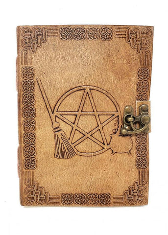 Handmade Leather Journal - Pentagram Broom