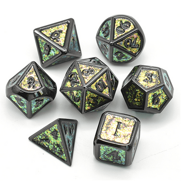 Color Shifting: Fields of Green Metal RPG Dice Set