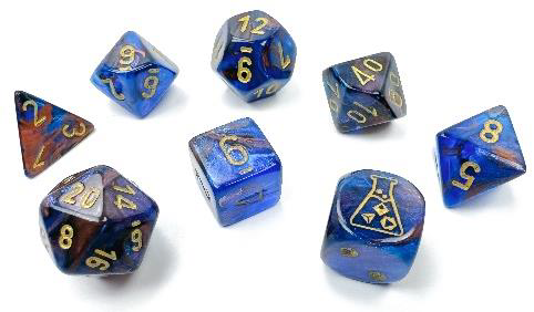 Chessex (30055): Polyhedral 7-Die Set: LUSTROUS AZURITE/GOLD WITH BONUS DICE