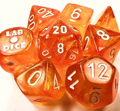 Chessex (30052): Polyhedral 7-Die Set: BOREALIS BLOOD ORANGE/WHITE LUMINARY